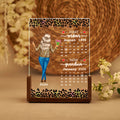 Lámpara de noche LED personalizada con estampado de leopardo para madre e hija con base de madera Decoración de escritorio para el hogar Regalo de cumpleaños para el Día de la Madre para mamá y abuela
