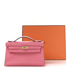 Hermes Swift Kelly Pochette Clutch Rose Azalee
