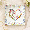 Acuarela Personalizada Familia Corazón Nacimiento Flor Baratija de Cerámica Joyero Plato con Nombres Cumpleaños Día de la Madre Regalo para Mujeres
