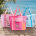 Personalizada Nacimiento Flor Playa Malla Bolsa Tote con Nombre Verano Playa Viaje Esencial Cumpleaños Regalo para Mujeres Amigos