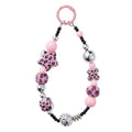 Pink Leopard Heart Beaded Strap