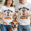 Personalizada 3D Cartoon Dog Life Is Better With Camiseta Sudadera con Nombre Birthday Adoption Anniversary Gift for Dog Moms Dog Lovers