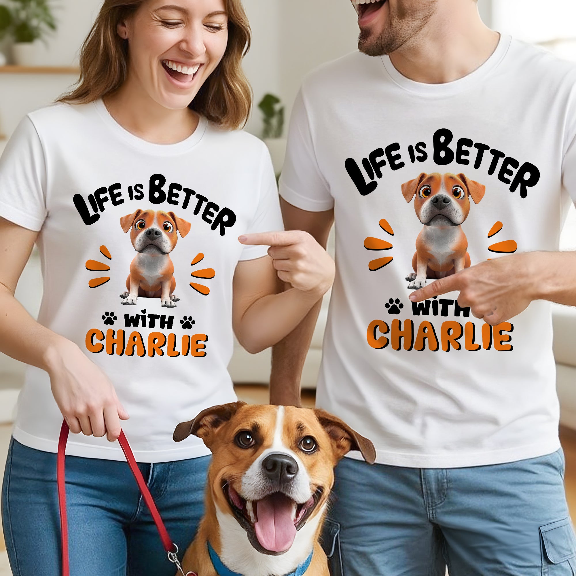 Personalizada 3D Cartoon Dog Life Is Better With Camiseta Sudadera con Nombre Birthday Adoption Anniversary Gift for Dog Moms Dog Lovers