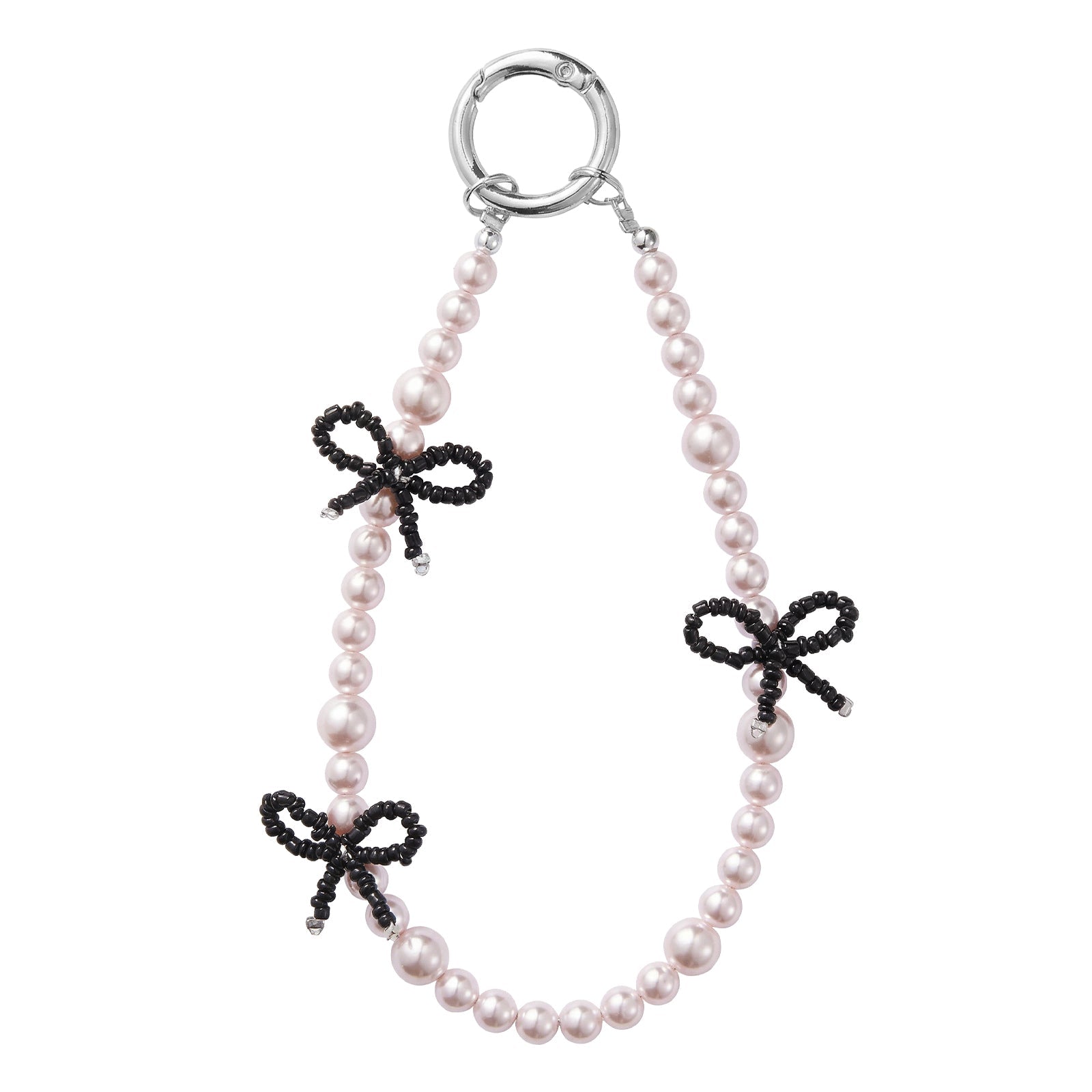 Pink Pearl Black Bow Strap