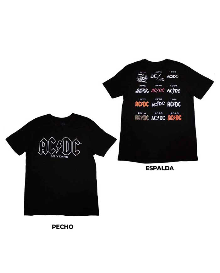 AC/DC - Camiseta "Logo History (Especial 50 Aniversario)" Unisex