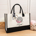 Flor de nacimiento personalizada Agujas de tejer Hilo Bolsa de lona grande con nombre Accesorios de viaje Cumpleaños Regalo de vacaciones para los amantes de tejer