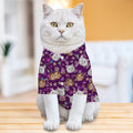 Personalizado 1-3 Fotos de la cara Fluorescente Patrón Pet Shirt Birthday Anniversary Gift for Dog Cat Lovers