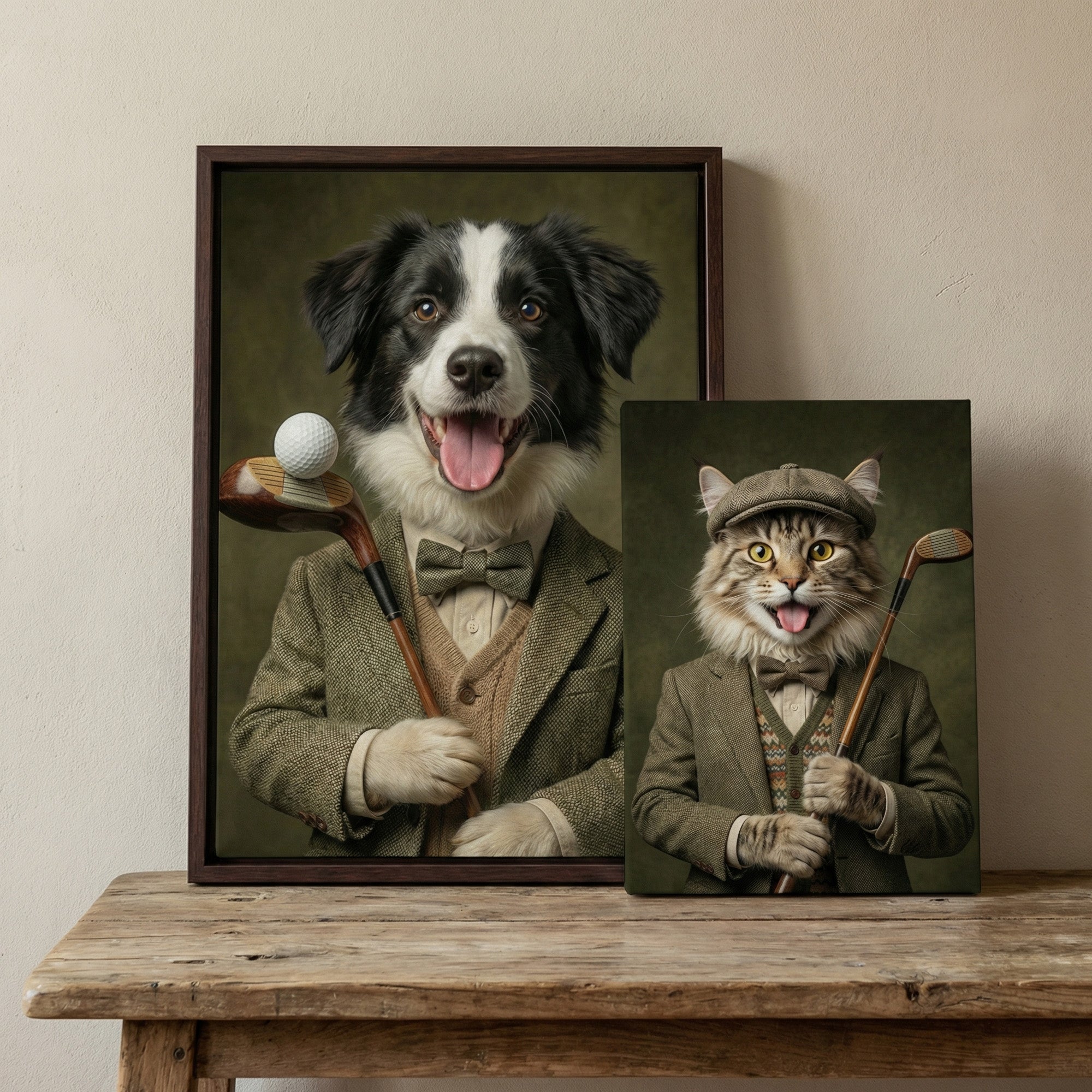 Impresión en lienzo personalizada foto de mascota golfista regalo para amantes de las mascotas y entusiastas del golf