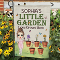 Flor de nacimiento personalizada Bandera de jardín de dibujos animados con 1-8 nombres Decoración de jardín Día de la madre Día del padre Regalo para mamá Papá