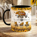Taza de Cerámica Personalizada Mamá Oso y 1-6 Bebés Oso Girasol Estampado Leopardo 11 oz 15 oz con Nombres Regalo del Día de la Madre para Mamá