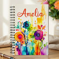Cuaderno personalizado A5 de flores de acuarela con nombre Agenda de uso diario Regalo de cumpleaños para mujeres Amigas