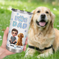 Vaso isotérmico de 20 oz con nombres Personalizado Dog Dad 3D Cartoon Character and 1-4 Dogs Regalo de cumpleaños Día del Padre para los amantes de las mascotas papá