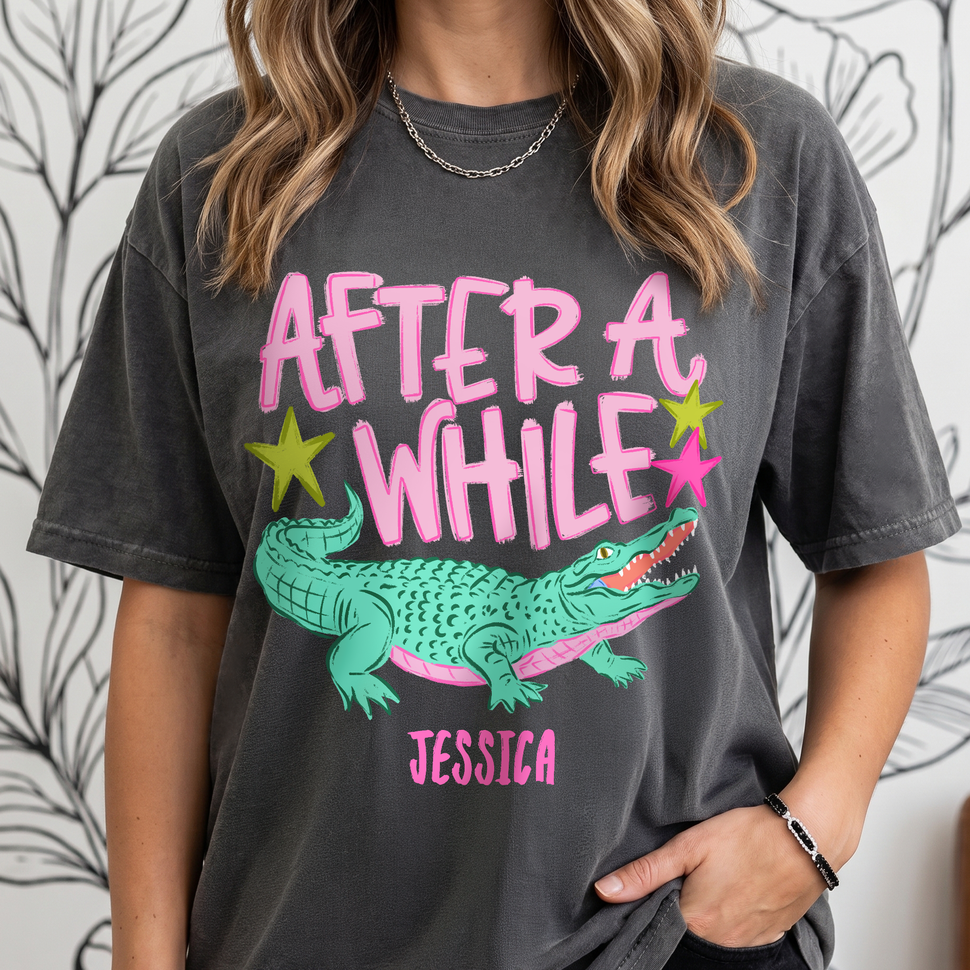 Personalizado Chimpancé Búfalo Cocodrilo Divertido Adiós Más Tarde Gator 100% algodón Camiseta con nombre Uso diario Cumpleaños Regalo para amigos de la familia
