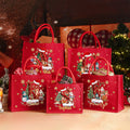 Personalizado Santa Claus Reno Muñeco de Nieve Árbol de Navidad Inicial Bolsa de Yute Roja con Nombre Fiesta de Nochebuena Regalo para Niñas Niños