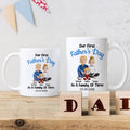 Personalizada Como una familia de tres personajes de dibujos animados 11 oz 15 oz Taza de café de cerámica blanca con nombre y fecha Nuestro primer regalo del Día del Padre para papá