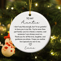 Citas de agradecimiento personalizadas Tía Adorno de cerámica con título y nombre Decoración para el hogar Regalo de Navidad de agradecimiento de sobrina para tía Familia