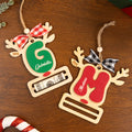 Reno personalizado de madera Money Holder Ornament con nombre inicial y año Home Decor Regalo de Navidad para la familia Kid