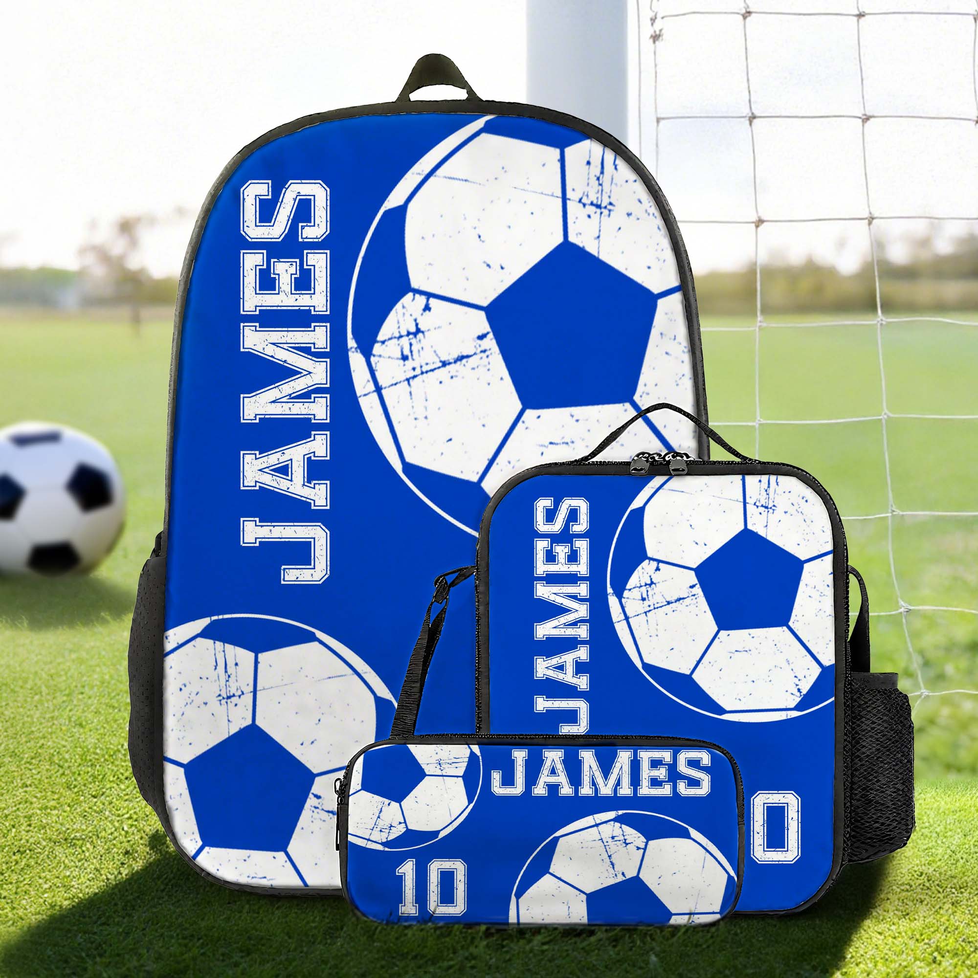 Personalizado Multicolor Bola Deportes Mochila Bolsa Almuerzo Estuche con Nombre y Número Equipo Entrenamiento Vuelta al Cole Regalo para Niños Estudiantes