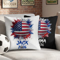 Funda de cojín personalizada con banderas de fútbol de varios países con nombre y año Decoración de habitación Regalo de cumpleaños para familiares amigos amantes del fútbol