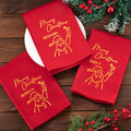Servilleta Reutilizable Personalizada 100% Algodón Feliz Navidad Borgoña con Nombre e Icono Festivo Decoración de Mesa Regalo de Navidad para la Familia