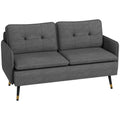 55" Tufted Loveseat for Living Room, Small Spaces Compact Sofa, Dark Grey