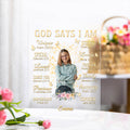 Personalizada Mariposa Floral Biblia Dios Dice Yo Soy Placa Acrílica Transparente con Base y Nombre Cumpleaños Religioso Regalo de Bautizo para Cristianos