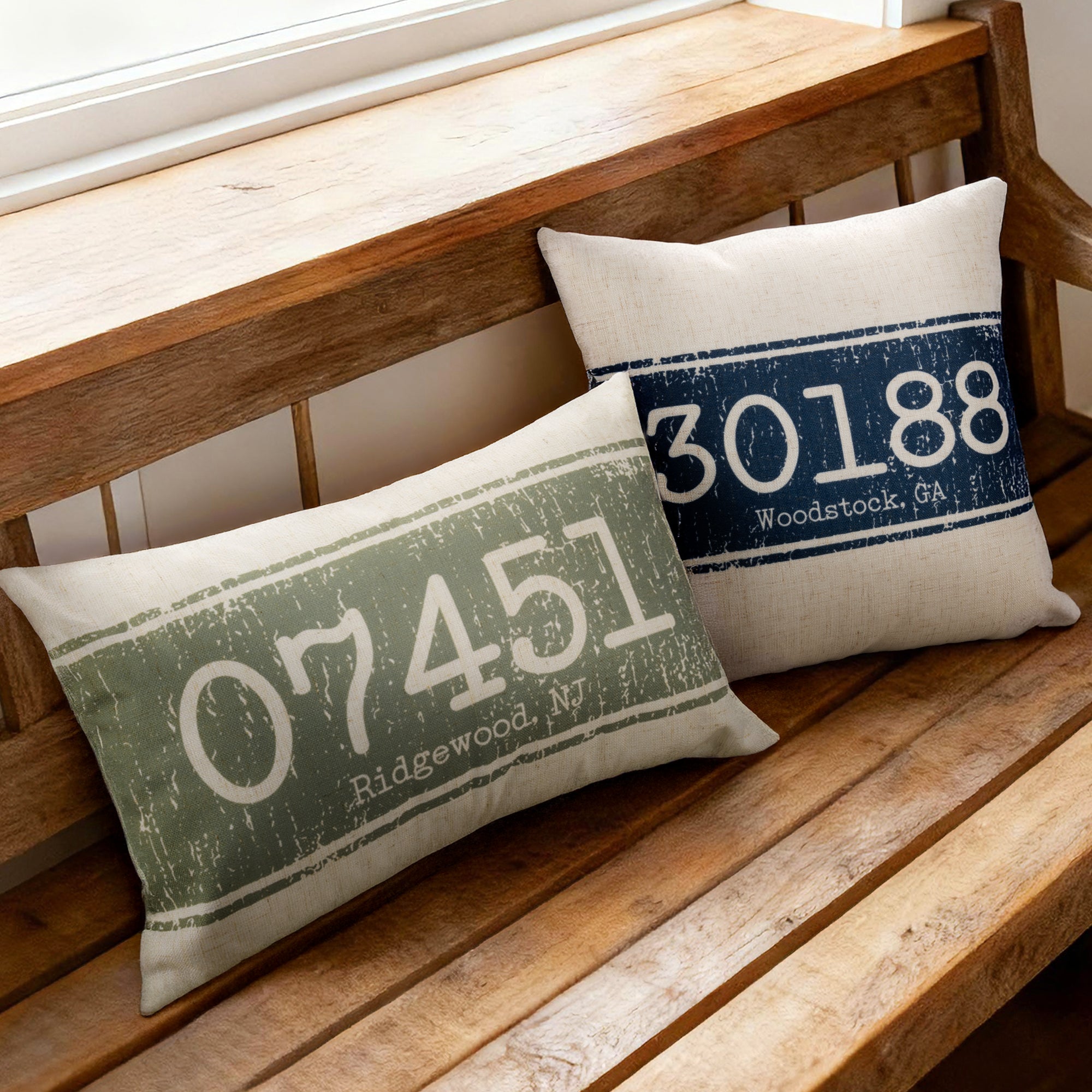 Código Postal Personalizado Impresión Retro Funda Almohada Decoración del Hogar Regalo de Aniversario para Amigos Familia