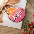 Personalizado lindo hombre de pan de jengibre de Santa Claus taza de café de madera ornamento con el nombre de decoración del hogar regalo de Navidad para la familia