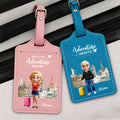 Porta Pasaporte Personalizado con Nombre y Frase de un Simpático Personaje de Dibujos Animados con Tema de Viaje Regalo para Chicas Amantes de los Viajes