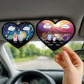 Personalizado en forma de corazón Figuras de la familia Wing Back View Visera del coche Clip con el nombre del coche Accesorio Cumpleaños Aniversario Regalo para amigos de la familia