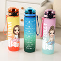 Personalizado de dibujos animados de Yoga Chica Gradiente 32 oz Botella de Agua con Nombre y Marcador de Tiempo de Formación de Hidratación Regalo de Cumpleaños para Amantes de Yoga Mujeres Niñas