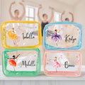 Bolsa de Maquillaje Personalizada Bailarina de Nacimiento Diseño Floral Impermeable Transparente con Nombre Esenciales de Viaje Regalo de Cumpleaños para Mujeres Amantes de la Danza