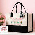 Personalizado 1-8 Nacimiento Flores Mariposa Bolsa grande con nombres y año Accesorios de viaje Día de la Madre Cumpleaños Regalo para mamá Abuela