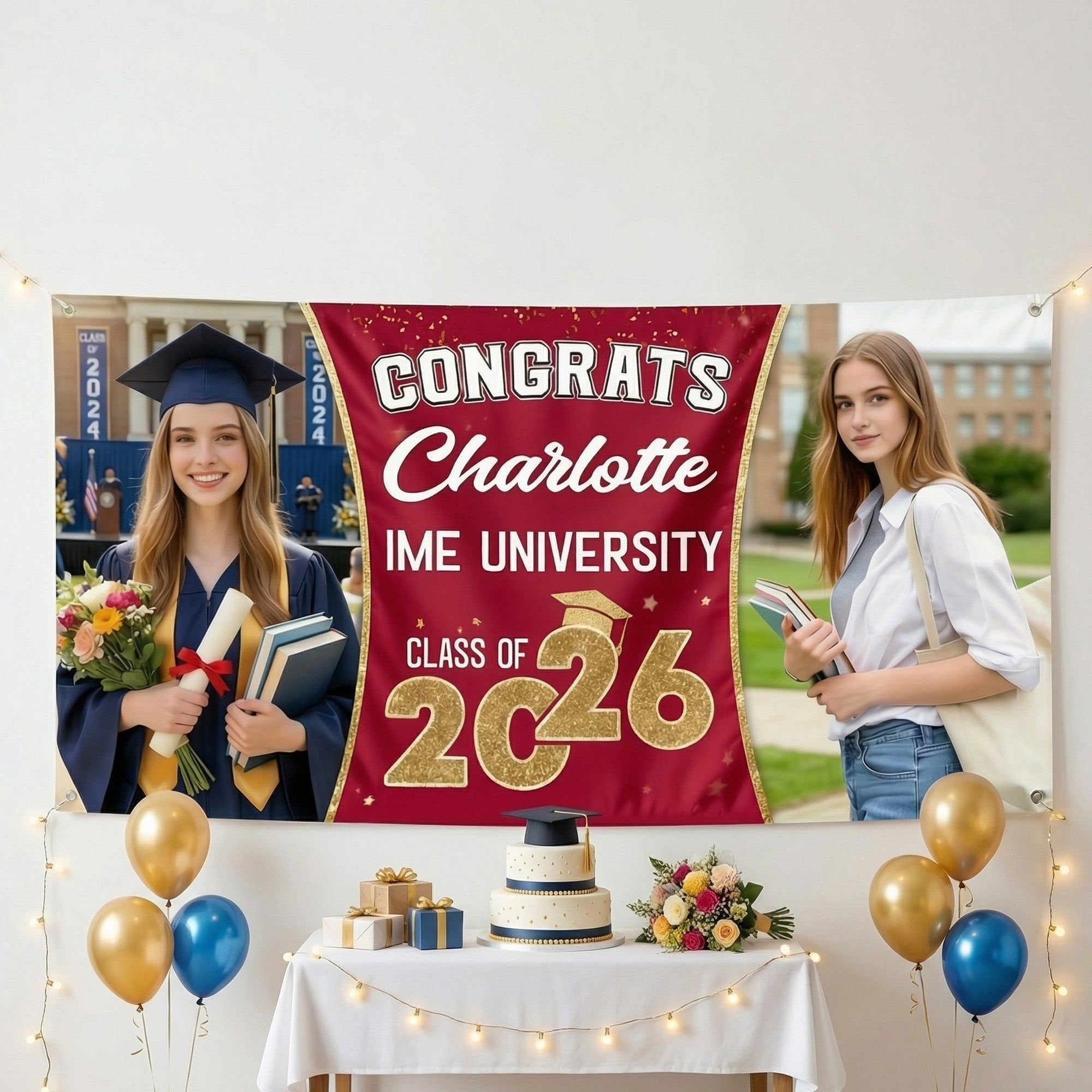 Pancartas de felicitación personalizadas multicolor con nombre y año Decoración para fiestas de graduación Eventos escolares Regalo para graduados