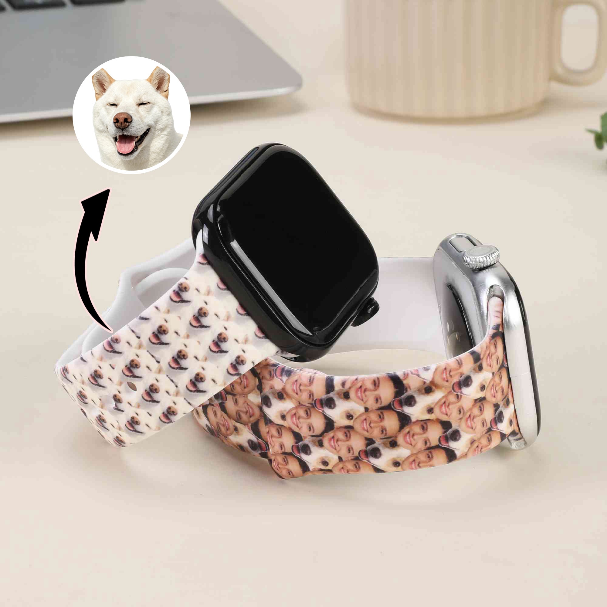 Correa de silicona personalizada con foto de la familia de la mascota compatible con Apple Watch Regalo de cumpleaños de aniversario para la familia amante de las mascotas