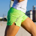 Sprints Womens Avigate 4" Mercy Short - Neon Green Dystopian