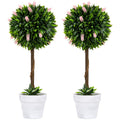 Set of 2 Decorative Artificial Plants Ball Trees with Lavender Flowers, 60cm, Pink