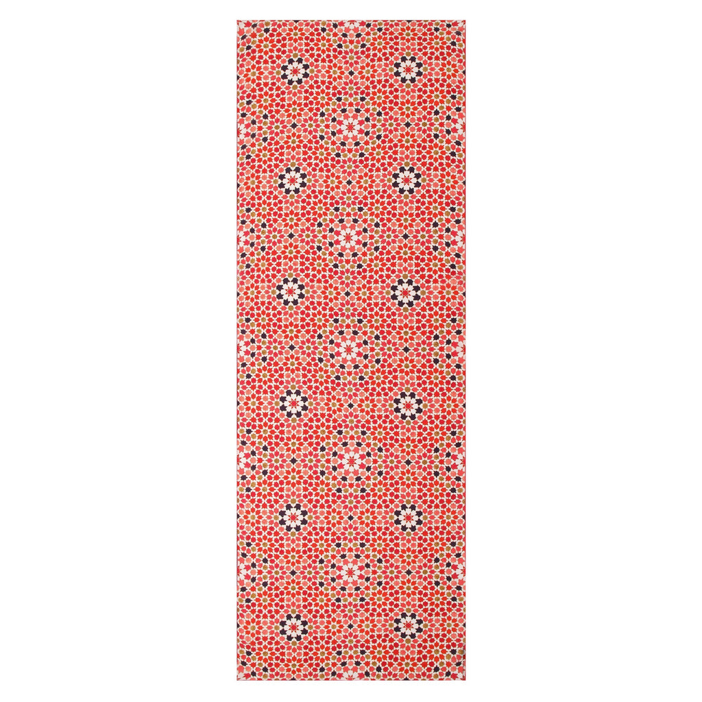 Red Silk Scarf with Islamic Art Print Alhambra
