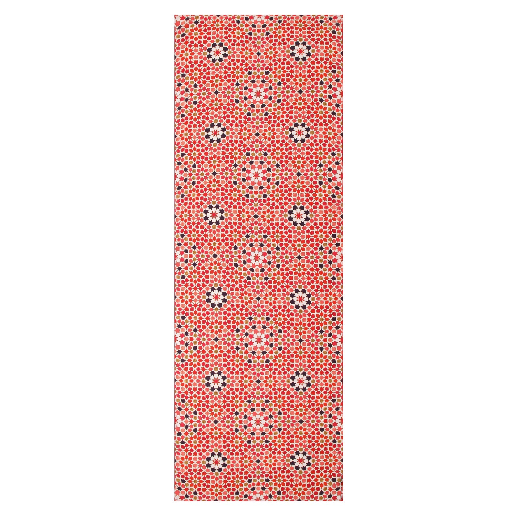 Red Silk Scarf with Islamic Art Print Alhambra