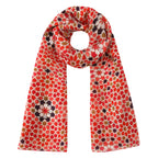 Red Silk Scarf with Islamic Art Print Alhambra
