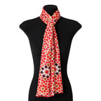 Red Silk Scarf with Islamic Art Print Alhambra