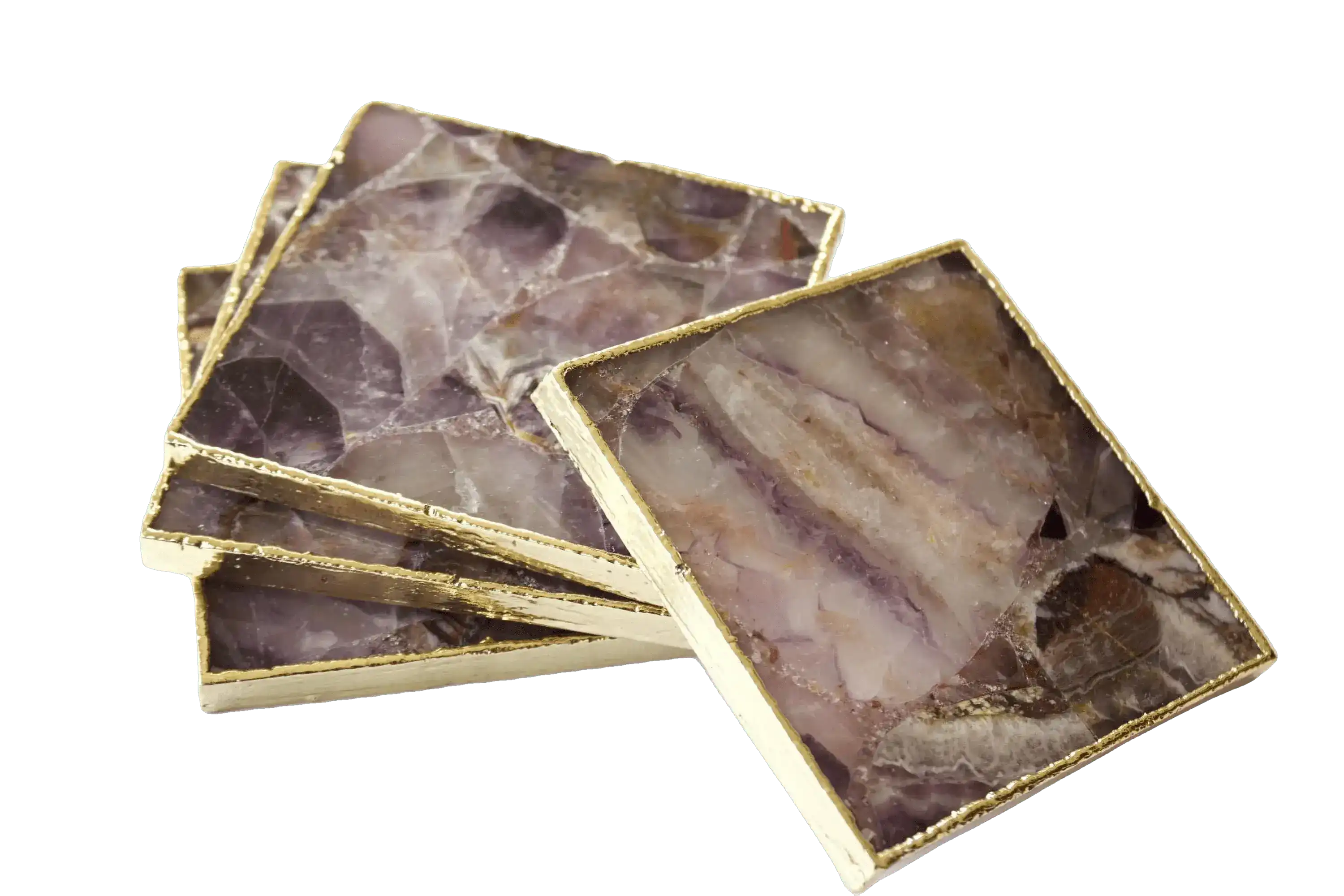 Amethyst Agate Coasters - Set of 4