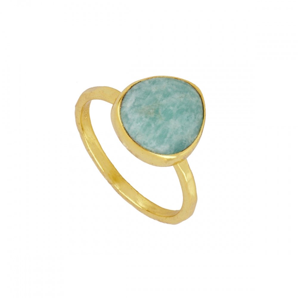Anillo 'Amira' de Amazonita - Baño de Oro 18k