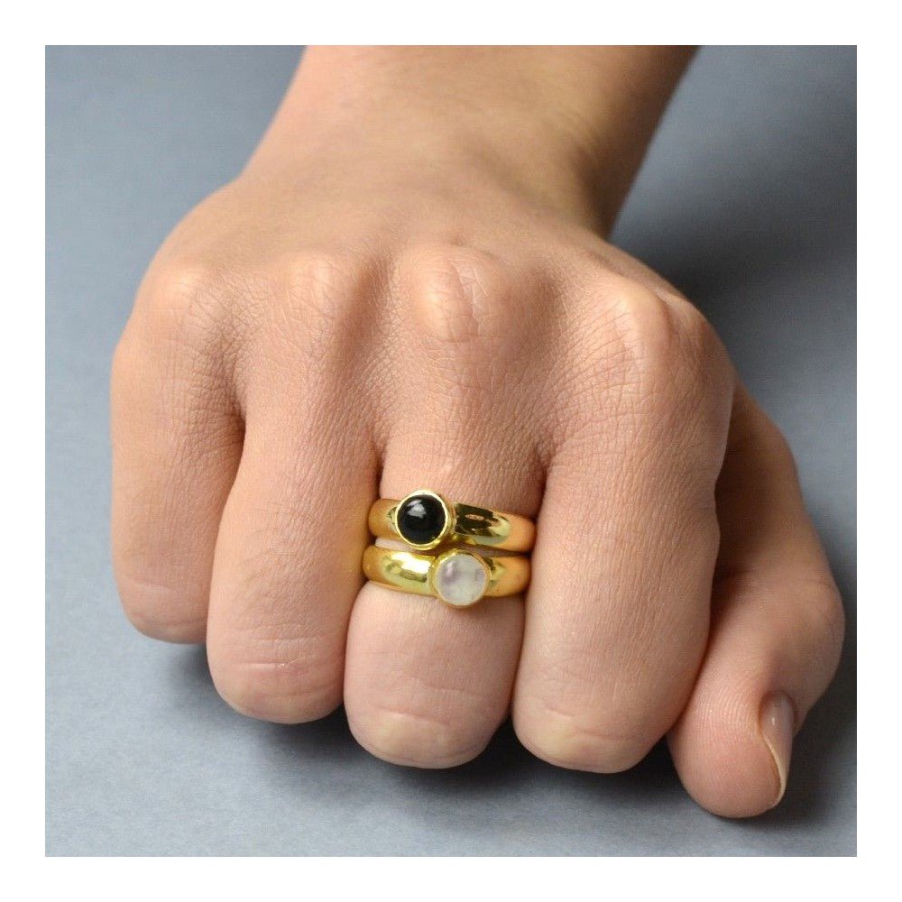 Anillo 'Ceylan' de Piedra de Luna - Baño de Oro 18 k