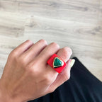 Anillo color rojo malaquita para mujer