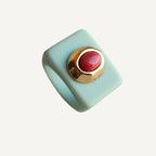 Anillo grande para mujer mint amazonita roja