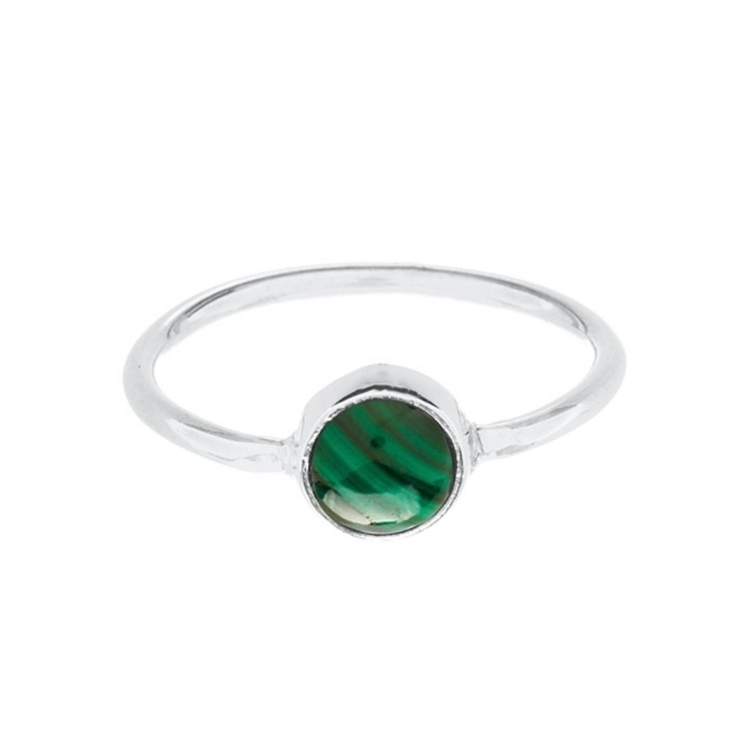 Anillo 'Juno' de Malaquita - Plata de Ley