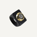 Anillo negro con piedra drusa titanio [Black]