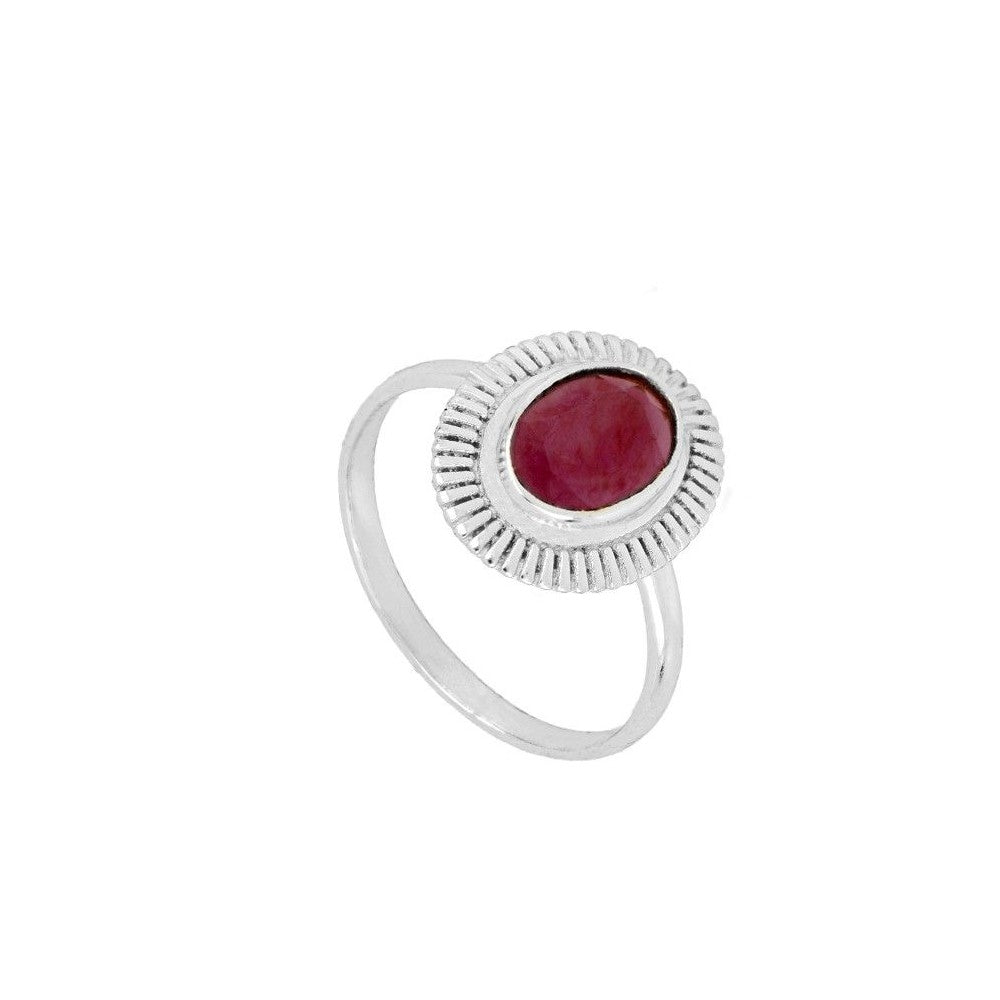 Anillo 'Ovale' de Granate - Plata de Ley
