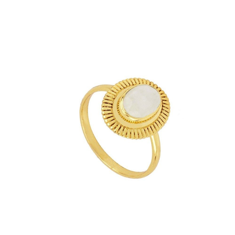 Anillo 'Ovale' de Piedra de Luna - Baño de Oro 18k
